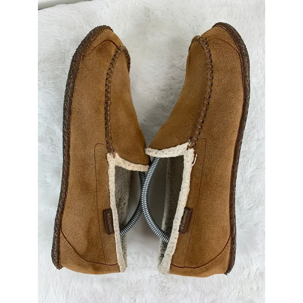 Columbia Men's YM5241-287 Brown Shearling Suede Slippers Size 10